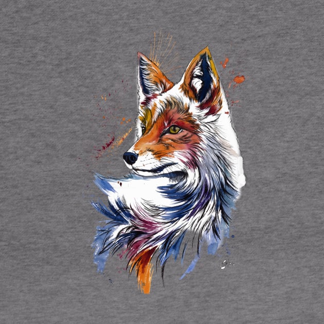 FOX Colorful Watercolor by Glaukita